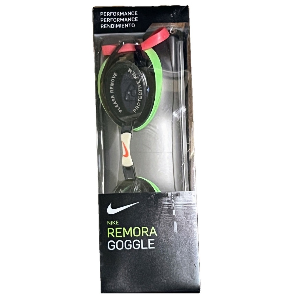 Nike Remora Swim Goggles Performance Anti-Fog Black Green Pink NIB